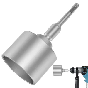SDS Plus T-Post Ground Rod Driver, 30/45/65mm Forged Steel Drill Bit Driver, Heavy Duty Hammer Drill Rod Converter, Save Time Ground Rod Driver Tool for Rotary Hammer Drill Ground Rods (2.56inch)