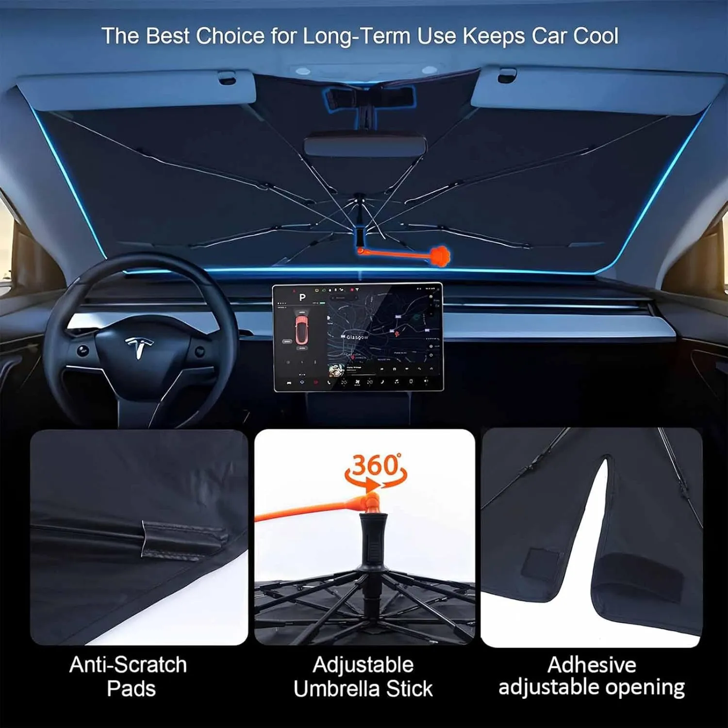 Sea Turtle Car Umbrella Sun Shade Cover Funny Foldable Car Windshield Sun Shade Umbrella Full Cover Shade Block UV Rays Heat Keep Vehicle Cool for Cars SUV Trucks 57"x 30"