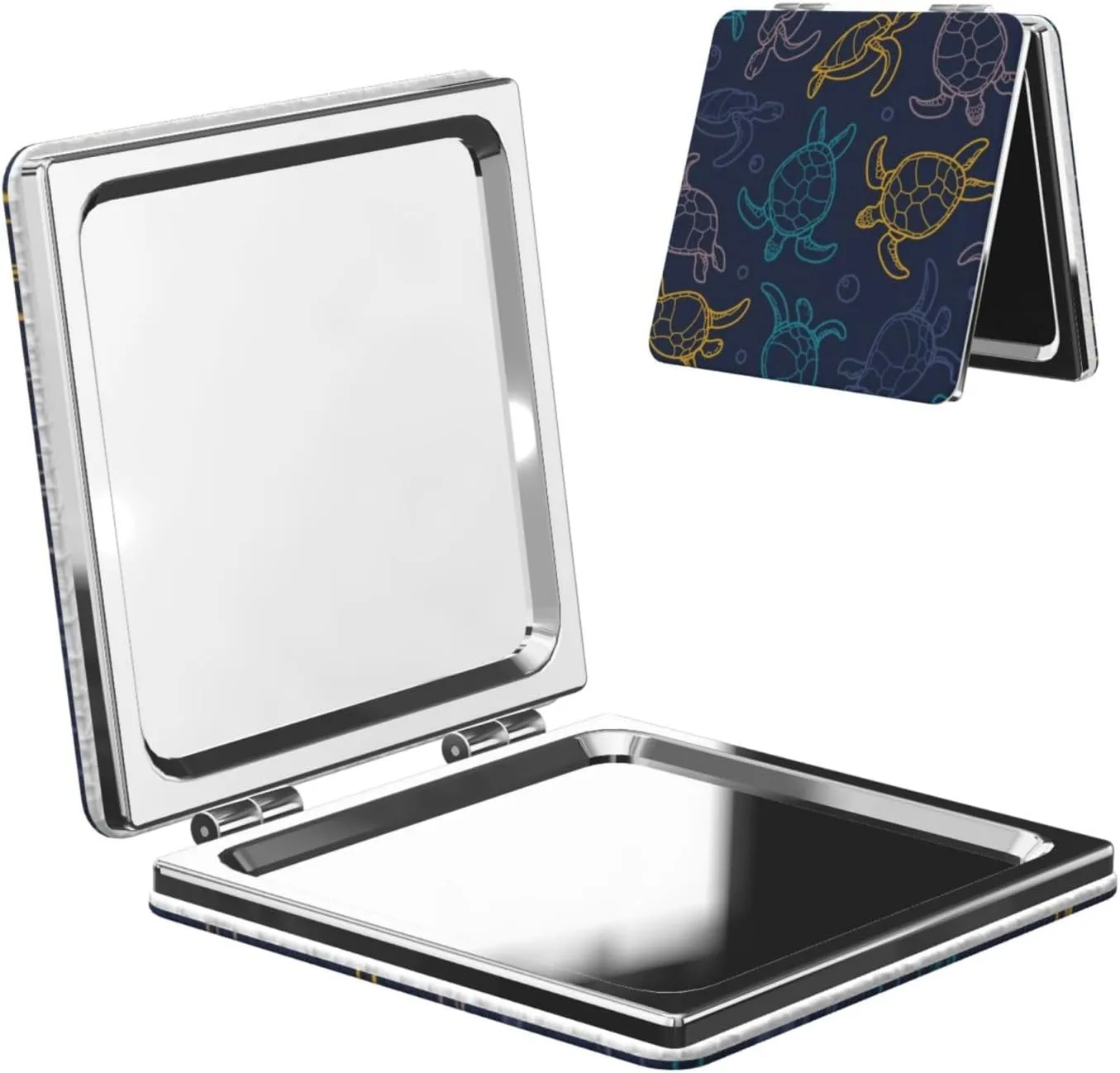 Sea Turtle Pattern Mini Makeup Mirror Portable Pocket Cosmetic Mirror Folding Compact Mirror