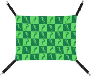 Seahorse Pattern Hanging Cat Bed Soft Breathable Pet Hammock for Cage Pet Sleeper for Kitten Ferret Puppy Rabbit