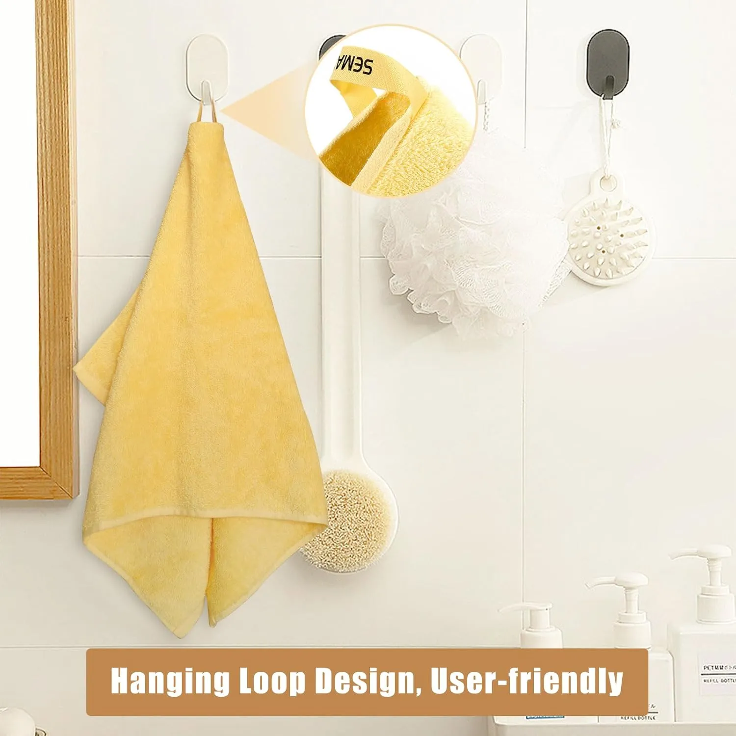 SEMAXE Yellow Hand Towels for Bathroom, 100% Cotton Towels with Hanging Loops, Hotel Spa Quality Absorbent Towels, 27" L x 16" W, 4 Piece Hand Towels, Gift Box Packaging