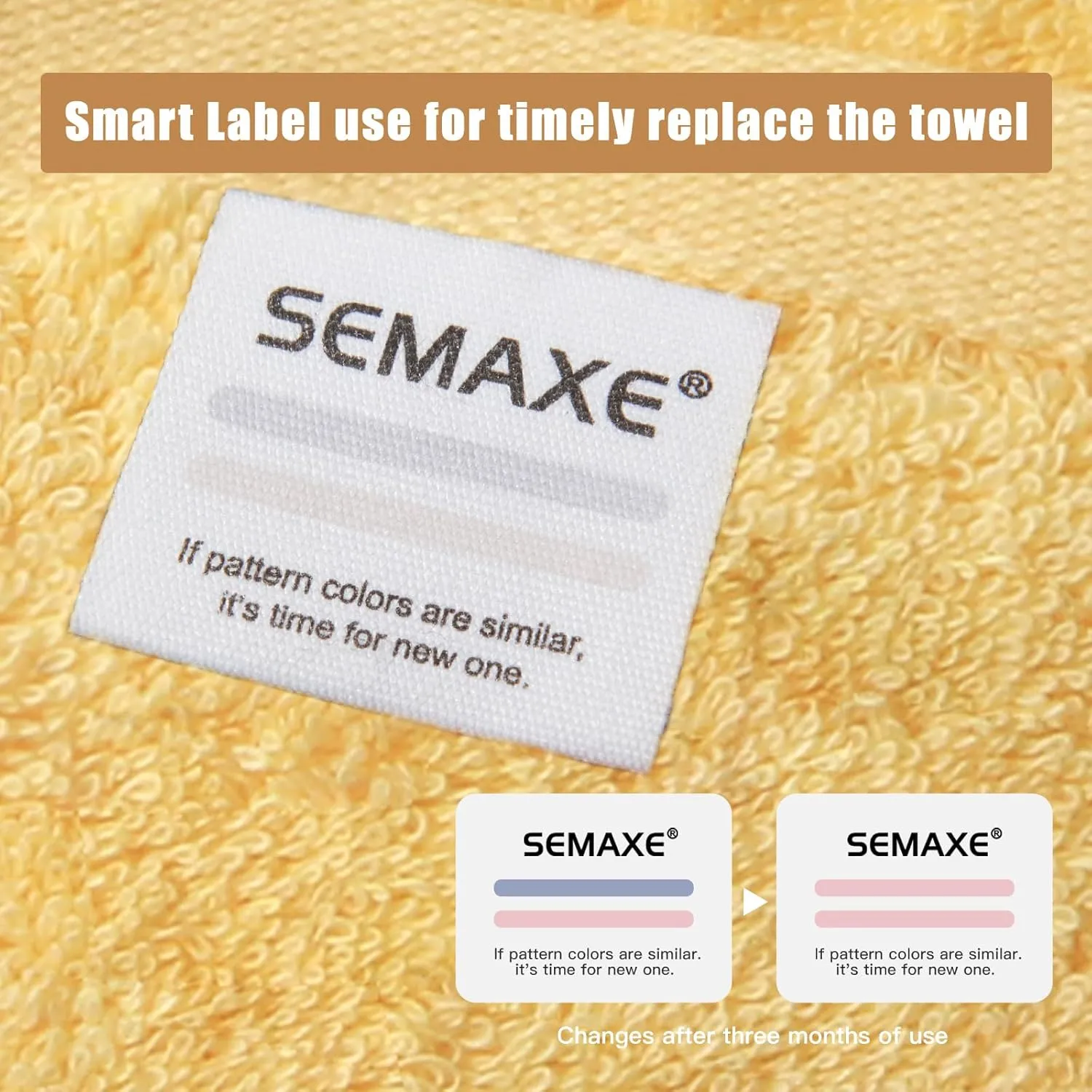 SEMAXE Yellow Hand Towels for Bathroom, 100% Cotton Towels with Hanging Loops, Hotel Spa Quality Absorbent Towels, 27" L x 16" W, 4 Piece Hand Towels, Gift Box Packaging
