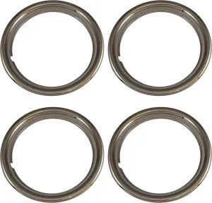Set of 4 Chrome Plated ABS Plastic 15" Universal 1.75 inch Beauty Trim Rings 15P