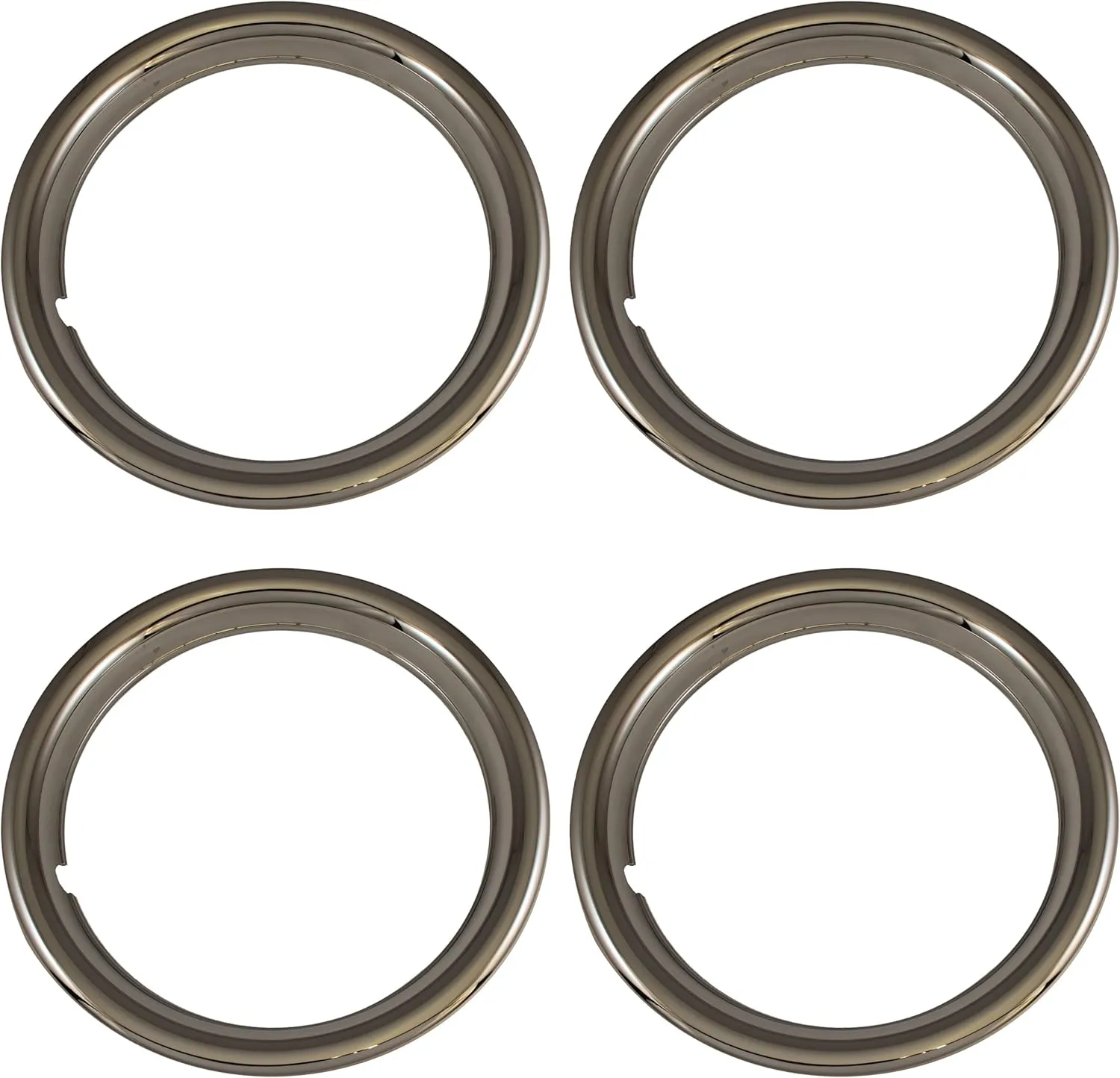 Set of 4 Chrome Plated ABS Plastic 15" Universal 1.75 inch Beauty Trim Rings 15P