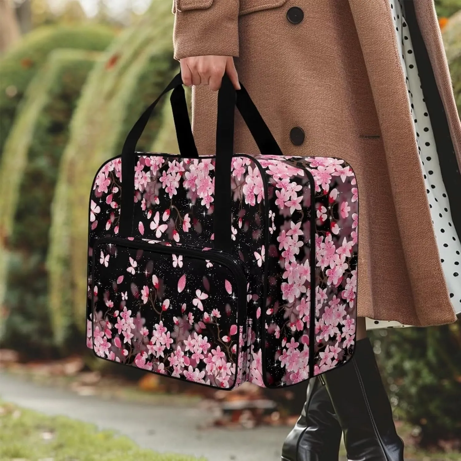 Sewing Machine Bag with Zipper Pocket Pink Cherry Blossom Sewing Machine Carrying Case Machine Sewing Machine Cover Dust Cover