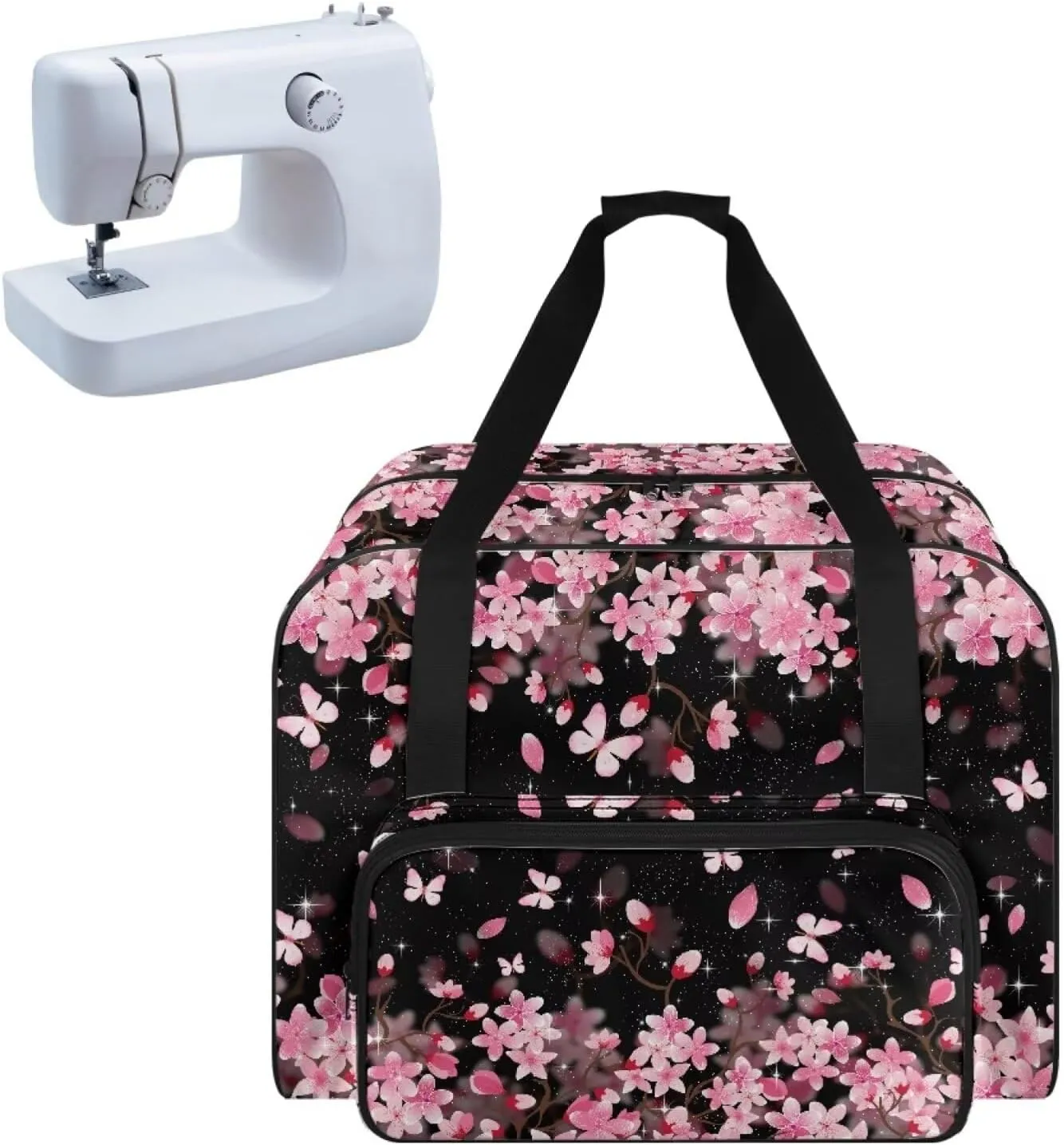 Sewing Machine Bag with Zipper Pocket Pink Cherry Blossom Sewing Machine Carrying Case Machine Sewing Machine Cover Dust Cover