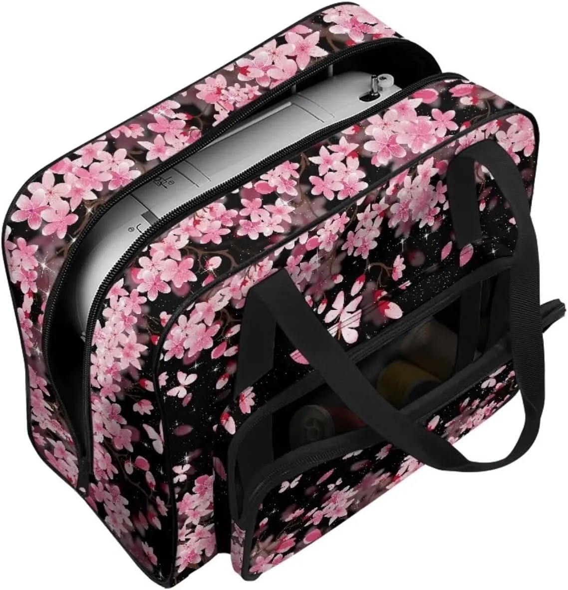 Sewing Machine Bag with Zipper Pocket Pink Cherry Blossom Sewing Machine Carrying Case Machine Sewing Machine Cover Dust Cover
