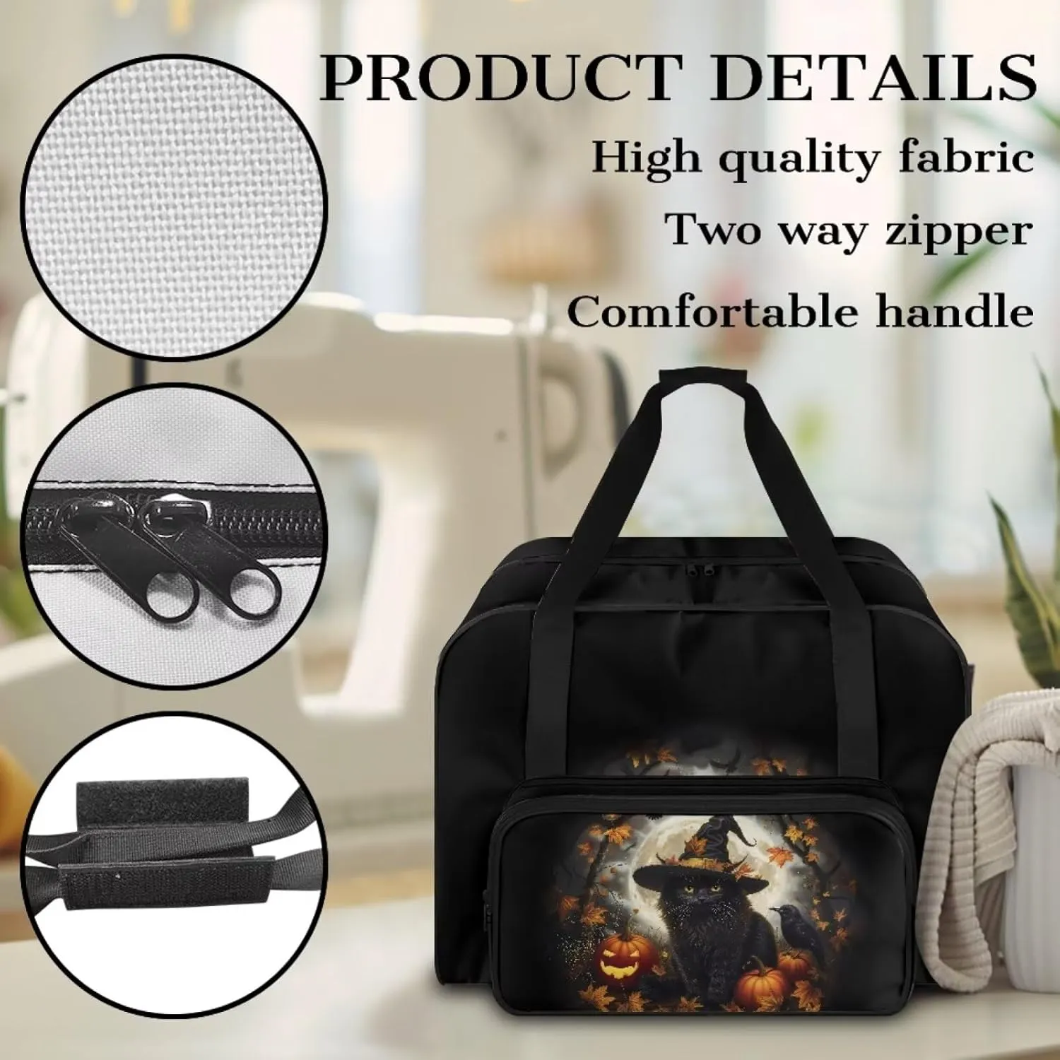 Sewing Machine Carrying Case Black Cat Sewing Machine Bag Carry Bag Portable Sewing Machine Case Halloween Decorations for Home