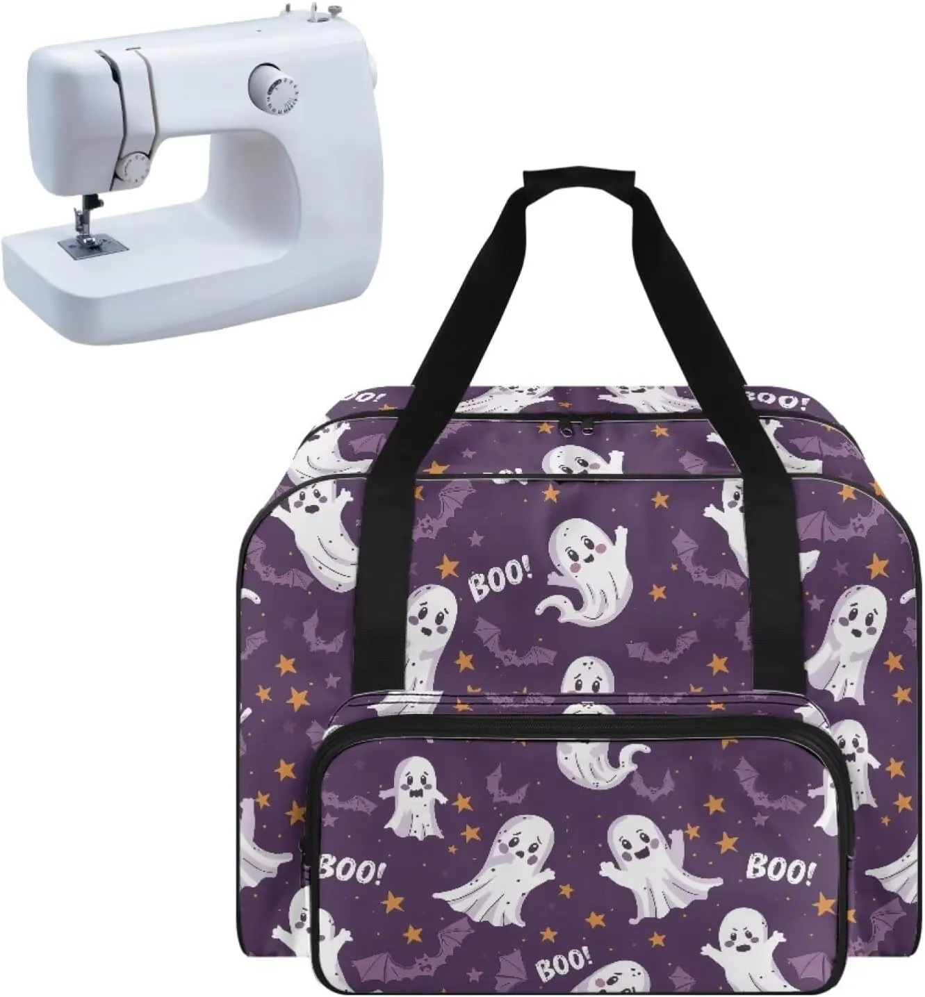 Sewing Machine Case Tote Bag Black Cat Sewing Machine Cover Dust Cover Boo Handbag Compatible with Most Singer, Brother Sewing Machines and Extra Sewing Accessories