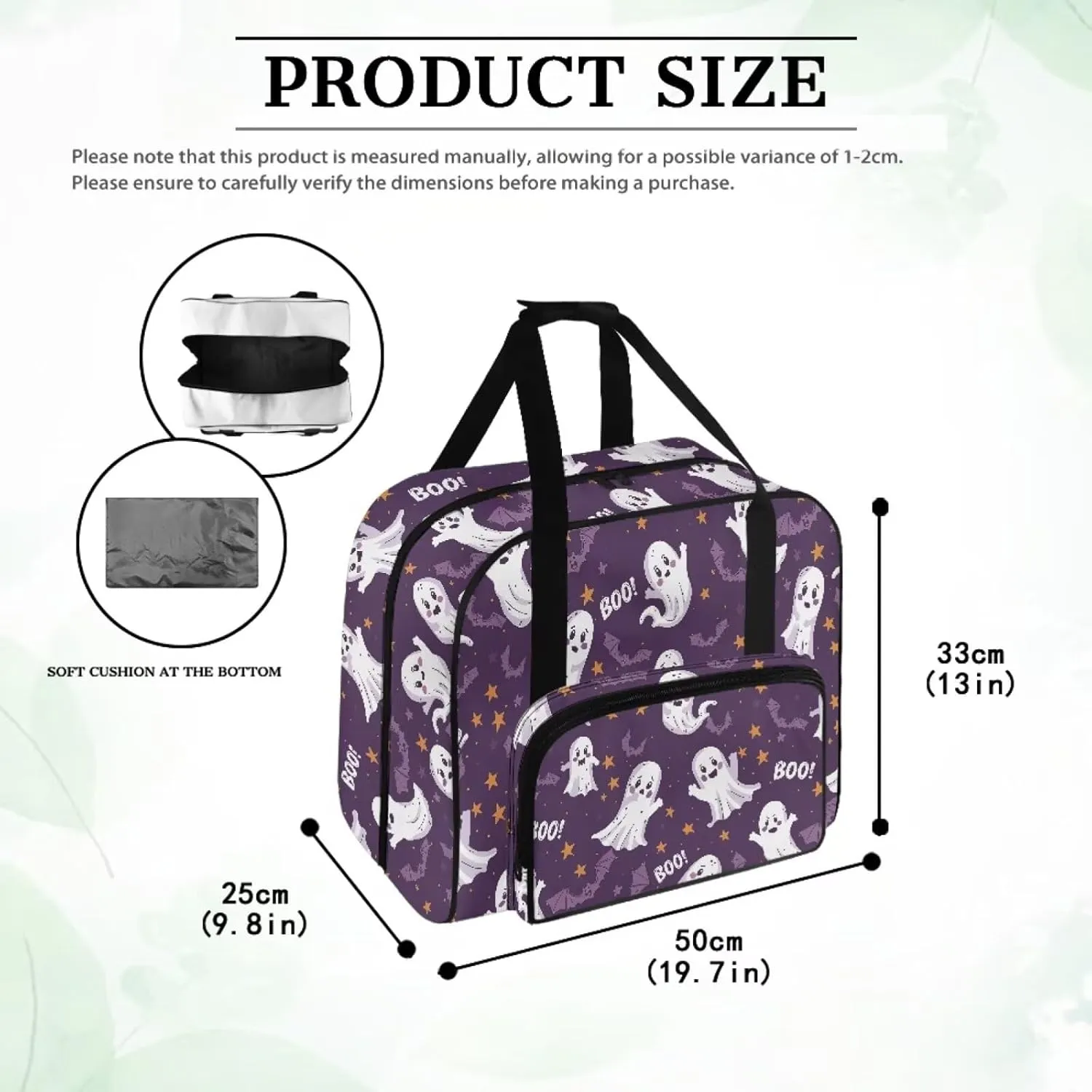 Sewing Machine Case Tote Bag Black Cat Sewing Machine Cover Dust Cover Boo Handbag Compatible with Most Singer, Brother Sewing Machines and Extra Sewing Accessories