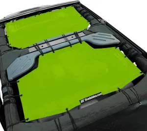 Shadeidea JK Sun Shade Top Compatible with Jeep Wrangler JKU Top Sunshade Soft Mesh Roof Cover (2007-2018)- Wind Noise UV Blocker -10 Year Warranty -4 Door -Green -Front&Rear (2 pcs)