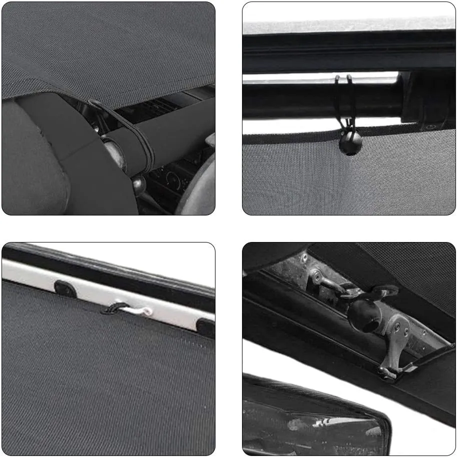 Shadeidea Sun Shade for Jeep Wrangler TJ 1997-2006 Sunshade Top Front Rear-Black Mesh Screen Cover UV Blocker with Grab Bag Storage Pouch-10 Years Warranty