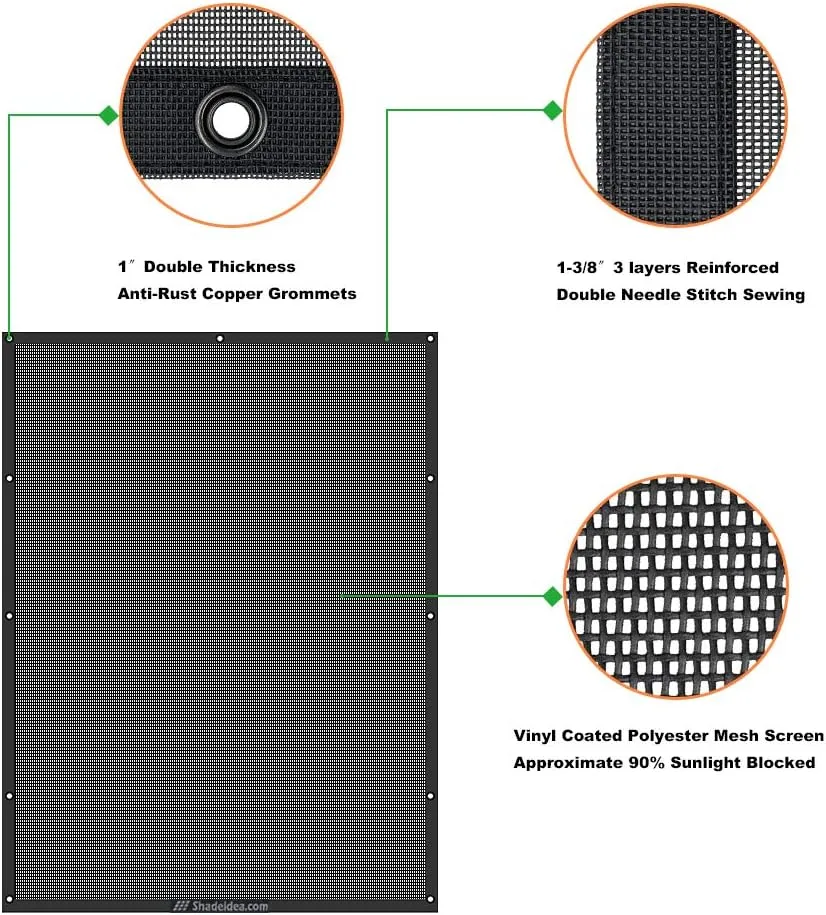 Shadeidea Sun Shade for Jeep Wrangler TJ 1997-2006 Sunshade Top Front Rear-Black Mesh Screen Cover UV Blocker with Grab Bag Storage Pouch-10 Years Warranty