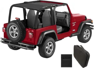 Shadeidea Sun Shade for Jeep Wrangler TJ 1997-2006 Sunshade Top Front Rear-Black Mesh Screen Cover UV Blocker with Grab Bag Storage Pouch-10 Years Warranty