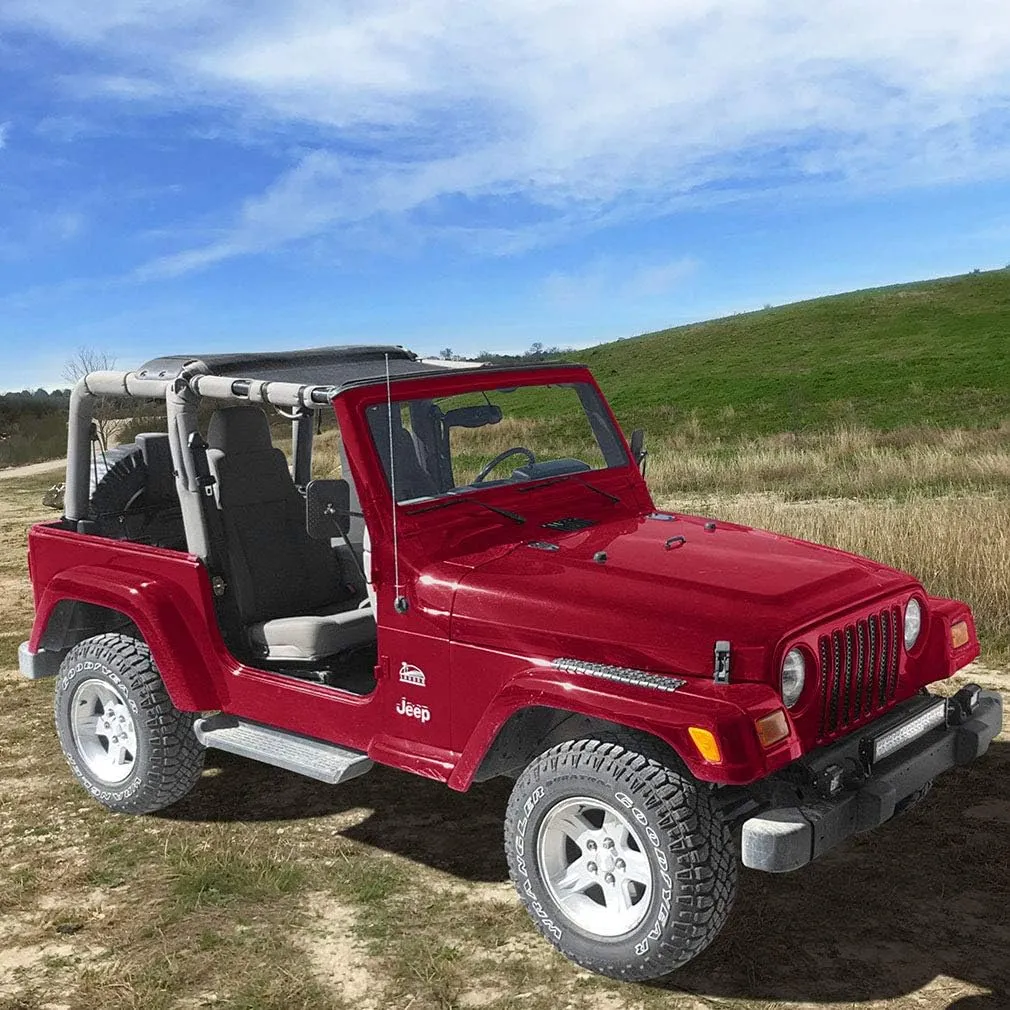 Shadeidea Sun Shade for Jeep Wrangler TJ 1997-2006 Sunshade Top Front Rear-Black Mesh Screen Cover UV Blocker with Grab Bag Storage Pouch-10 Years Warranty