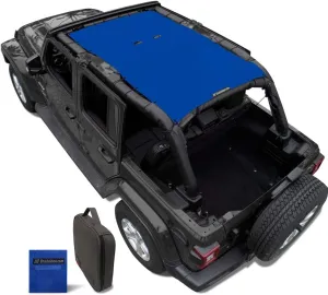 Shadeidea Sun Shade Top for Jeep Wrangler JL Unlimited (2018-2023) 4 Door Front and Rear-Blue Mesh Screen Sunshade JLU Top Cover UV Blocker with Grab Bag- 10 Year Warranty
