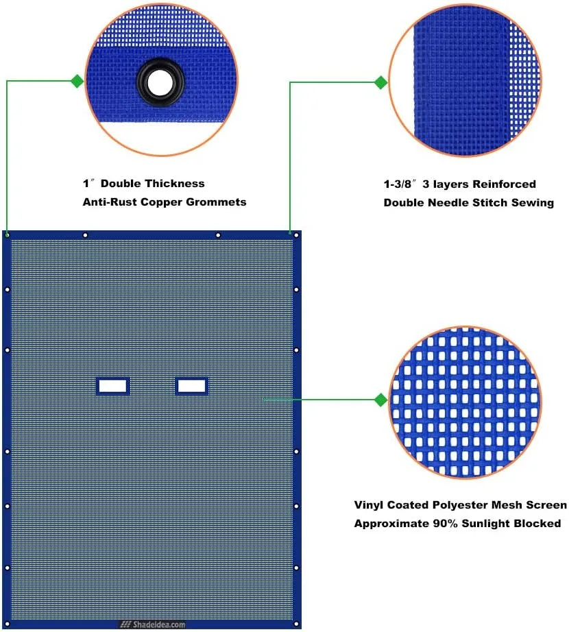 Shadeidea Sun Shade Top for Jeep Wrangler JL Unlimited (2018-2023) 4 Door Front and Rear-Blue Mesh Screen Sunshade JLU Top Cover UV Blocker with Grab Bag- 10 Year Warranty