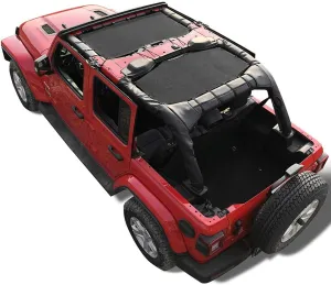 Shadeidea Sun Shade Top for Jeep Wrangler Sunshade JL Unlimited 4 Door, Front and Rear 2 piece - Mesh Screen Sunshade JLU, 2018-2023 Top Soft Roof UV Blocker with Grab Bag - 10 Year Warranty (Black)