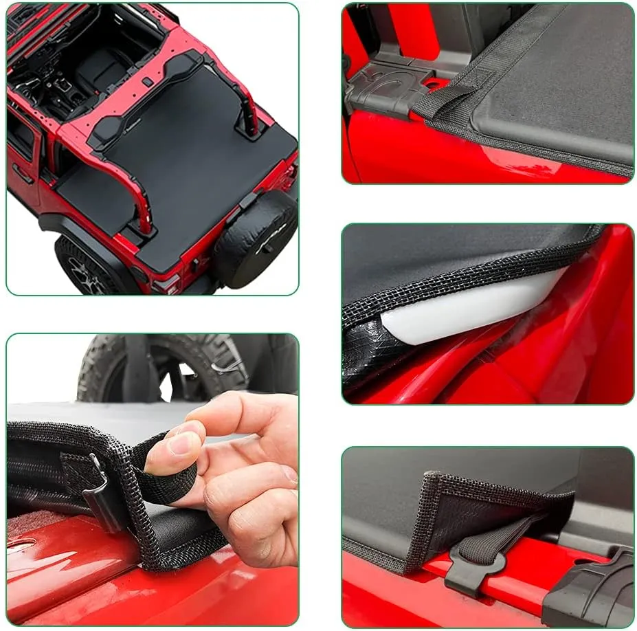 Shadeidea Wrangler JL Tonneau Cover for Jeep 2 Door Rear Trunk Ton ● Cargo Vinyl Tailgate Cover for (2018-Current) New Model Robicon Sahara Sport S (Black) - 3 Years Lasting