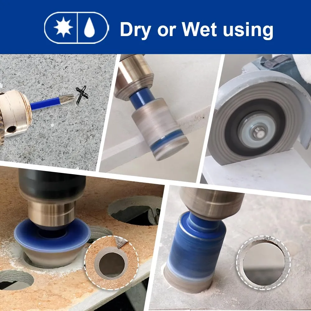 SHDIATOOL Diamond Drill Bits Kit - Core Bits Hole Saw Sets,Mould Guide for Drilling Porcelain Tile Marble Ceramic Granite with Hollow EVA Guide Jig 13pcs(6/8/10/20/28/32/35/45/65/25MM/2in 4.5in 6mm)