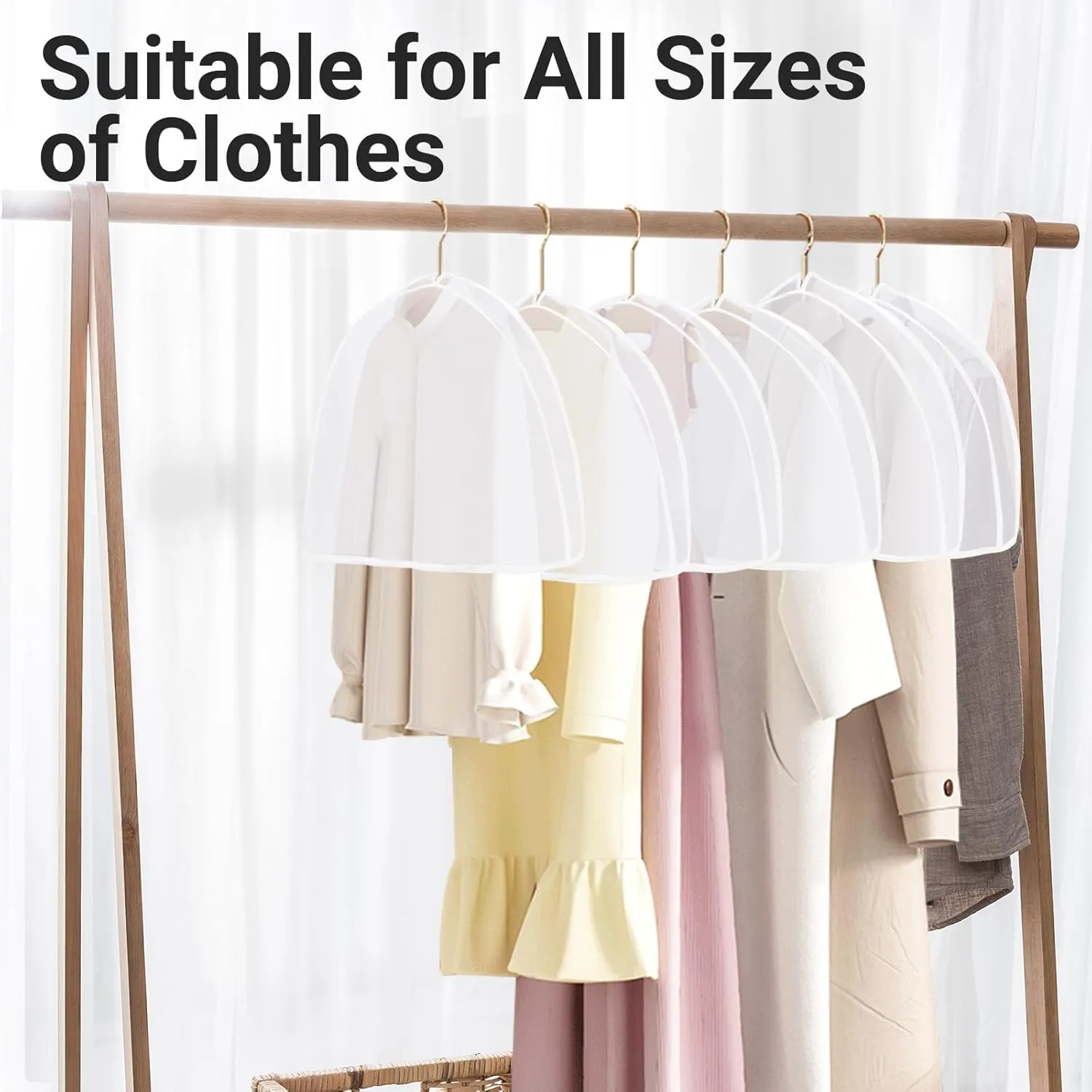 Shoulder Covers for Hanging Clothes, 24x12x2 inch, Pack of 24, Breathable Clear Plastic Shoulder Cover for Closet, T Shirt, Suit, Coat, Jacket, Dress, Gown, Clothing Storage