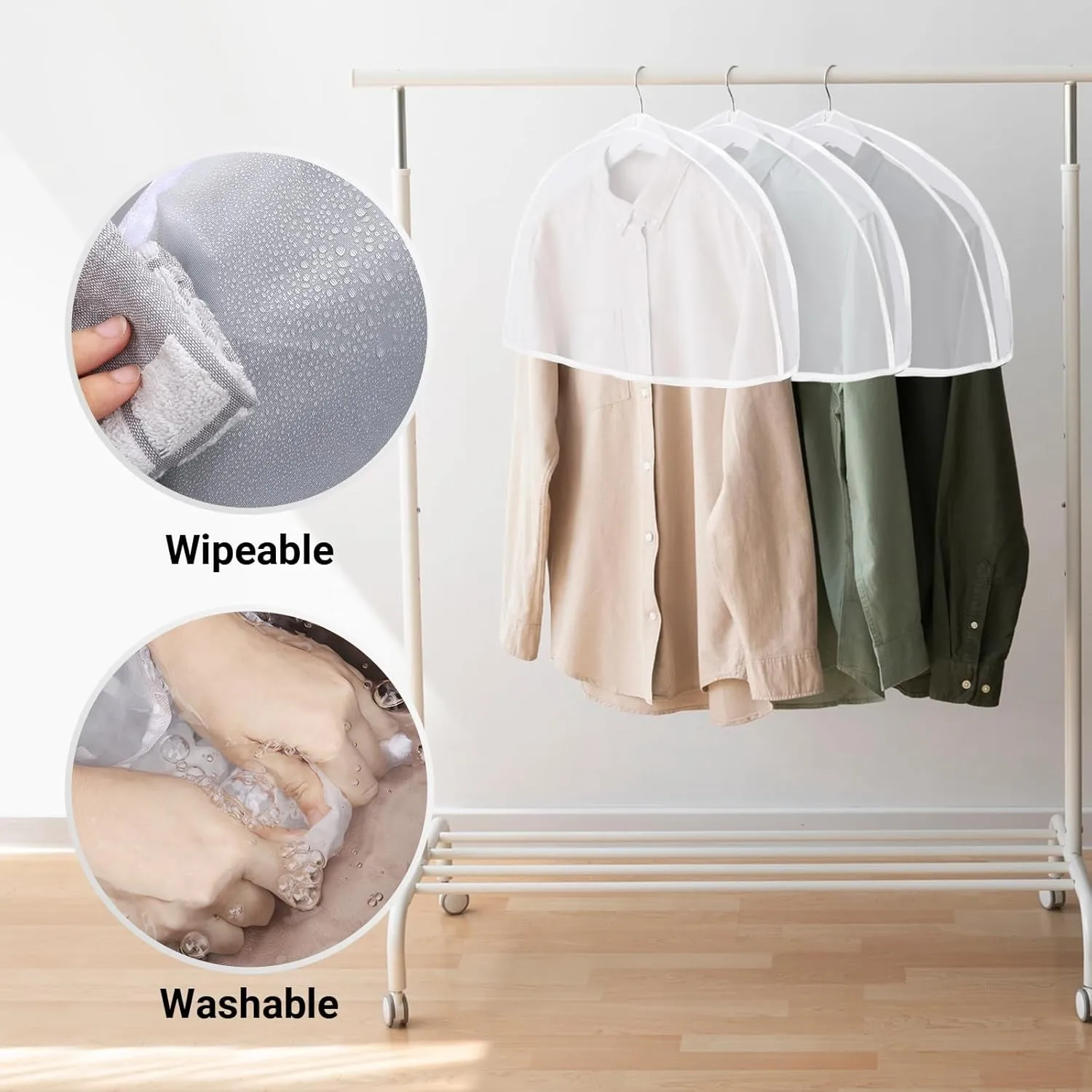 Shoulder Covers for Hanging Clothes, 24x12x2 inch, Pack of 24, Breathable Clear Plastic Shoulder Cover for Closet, T Shirt, Suit, Coat, Jacket, Dress, Gown, Clothing Storage