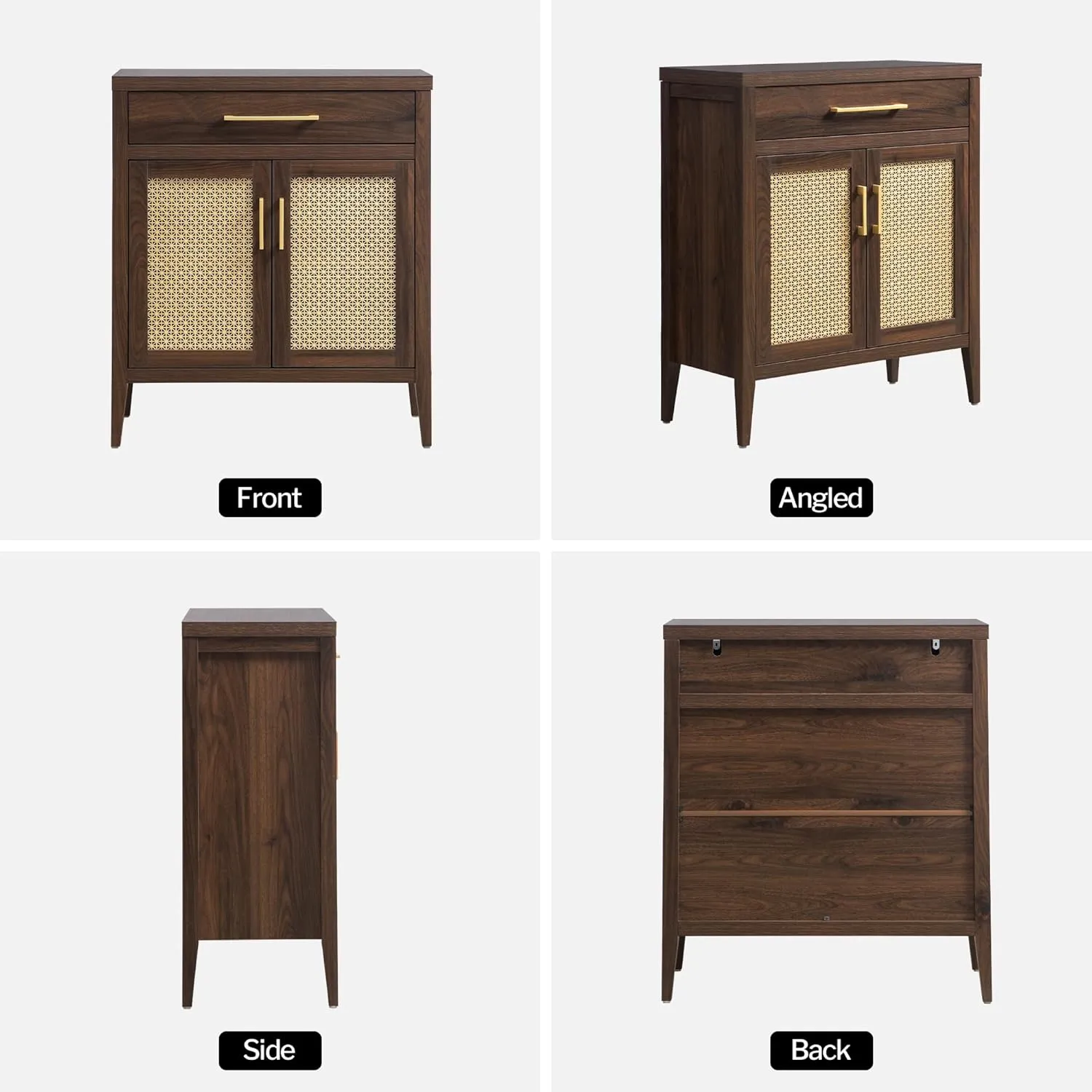 SICOTAS Sideboard Buffet Cabinet Set of 2, Wooden Credenza Storage Cabinet with Drawers and Metal Mesh Doors, Mid Century Modern Console Coffee Bar for Living Room and Entryway, Espresso Walnut