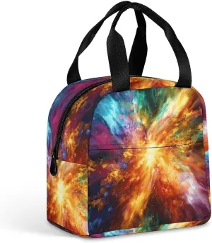 Simple Lunch Bag,Explosion Abstract Style Print Large Lunch Bag with Pocket,office Lunch Bag,foldable Lunch Bag