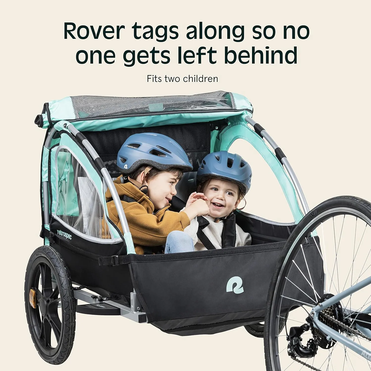 Single & Double Passenger Children’s Foldable/Collapsible Tow Behind Bike Trailer with 16" Wheels, Safety Reflectors & Rear Storage Compartment