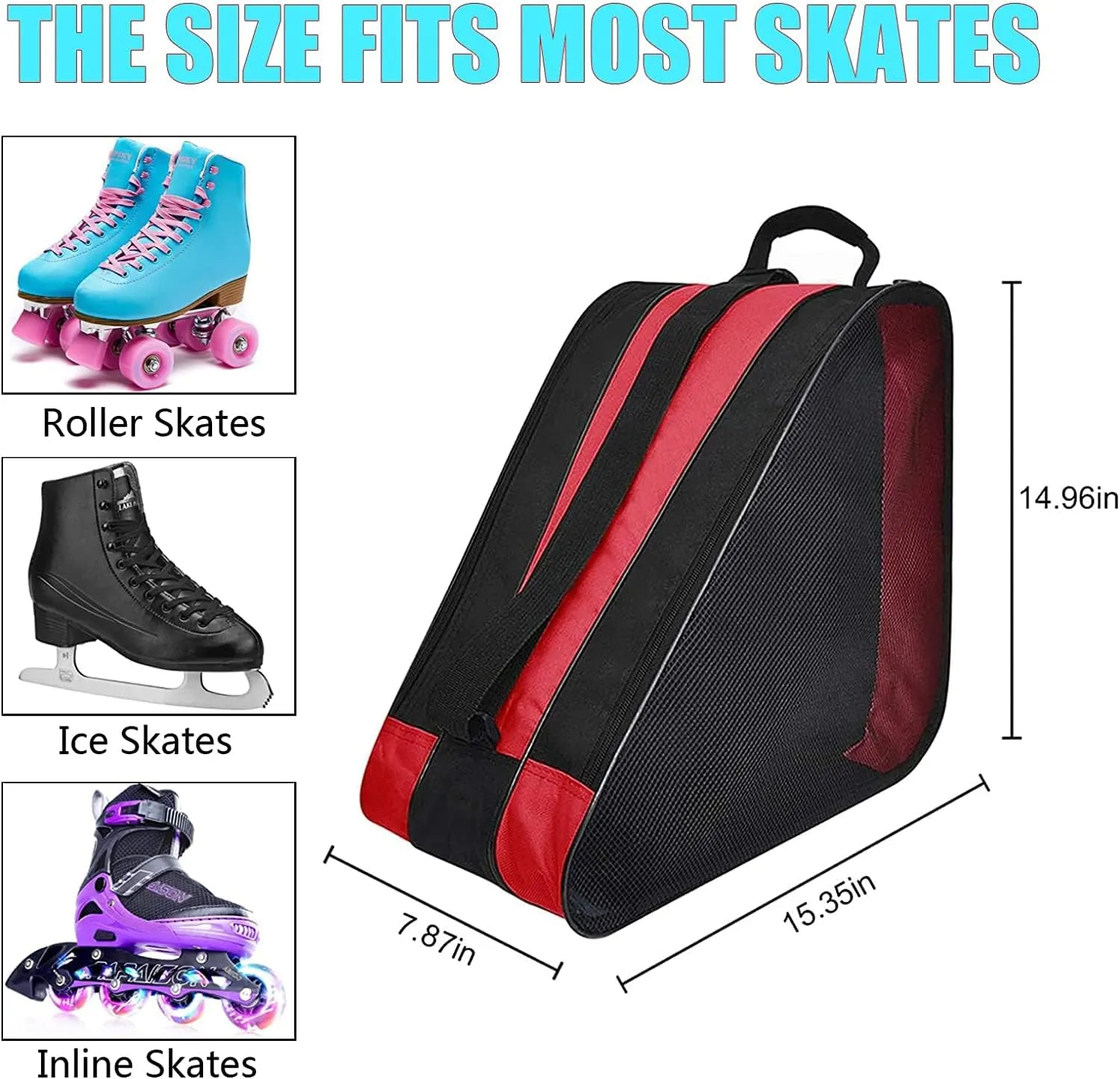 Skate Bags, Great for Roller Skates, Ice Skates, Quad Skates, Inline Skates, Rollerblade, Figure Skates, Ice Hockey Skate - Skate Accessories for Kids and Adults