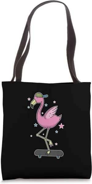 Skateboard Flamingo Tote Bag