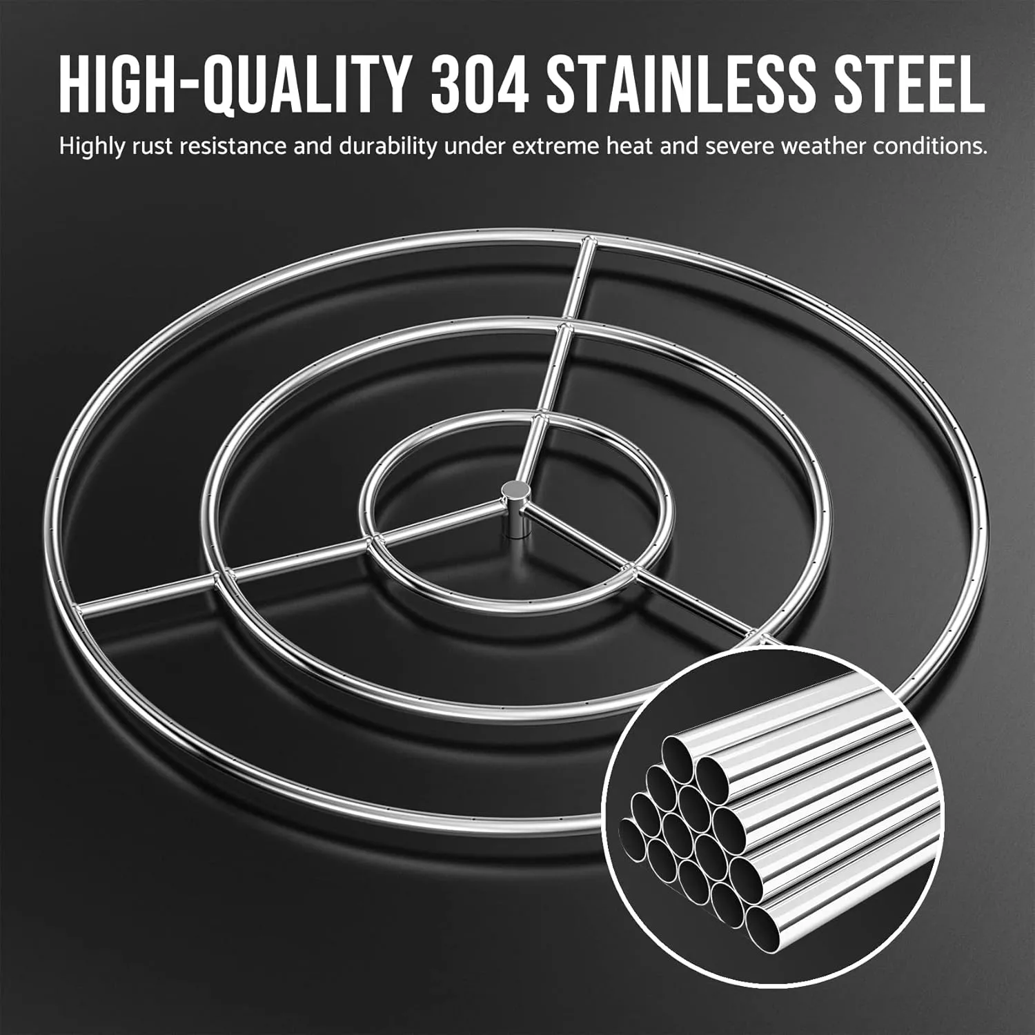 Skyflame 36-Inch Round Fire Pit Burner Ring, 304 Stainless Steel