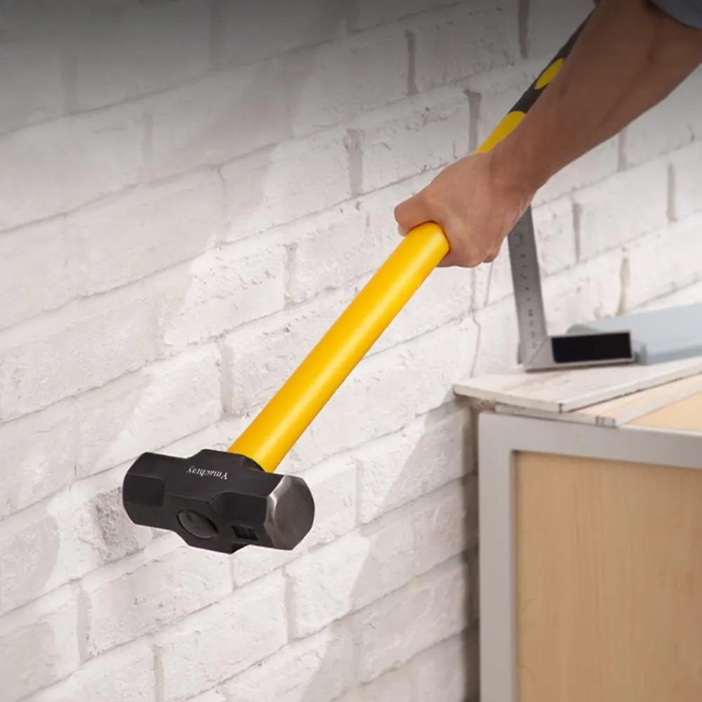 Sledge Hammer with Heavy Duty Construction,35-Inch Fiberglass Handle, Overstrike Protection, Textured Grip,6lbs Sledgehammers Strike Drilling/Crack Hammer