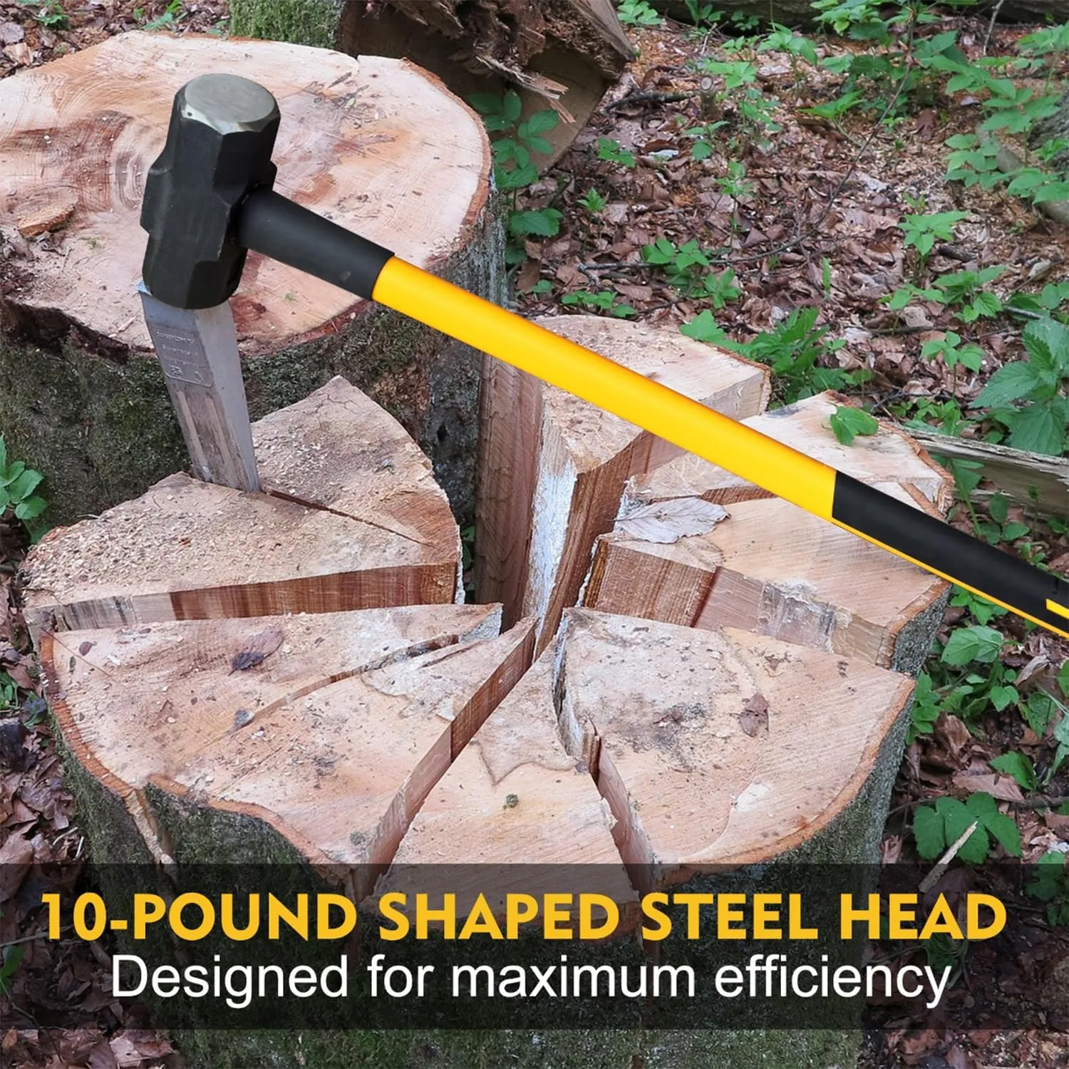 Sledge Hammer with Heavy Duty Construction,35-Inch Fiberglass Handle, Overstrike Protection, Textured Grip,6lbs Sledgehammers Strike Drilling/Crack Hammer