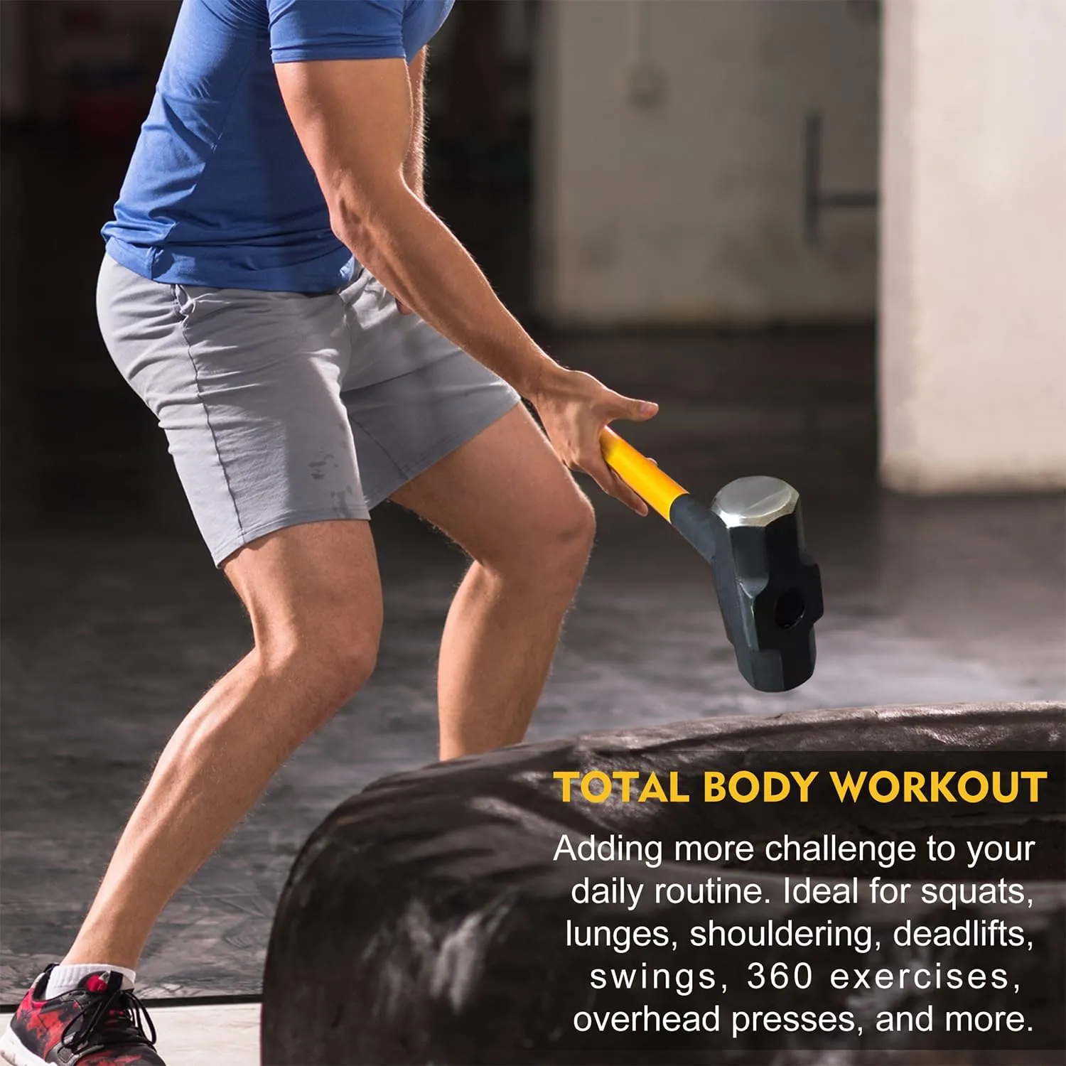 Sledge Hammer with Heavy Duty Construction,35-Inch Fiberglass Handle, Overstrike Protection, Textured Grip,6lbs Sledgehammers Strike Drilling/Crack Hammer