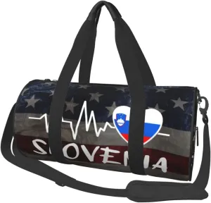 Slovenia Heartbeat Duffel Bag Gym Bag Travel Sports Tote Large Foldable Beach Swim Yoga5