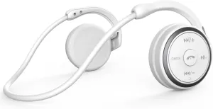 Small Bluetooth Headphones Wrap Around Head - Sports Wireless Headset with Built in Microphone and Crystal-Clear Sound, Foldable and Carried in The Purse, and 12-Hour Battery Life, White