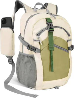 Small Hiking Backpack, 20L Lightweight Travel Backpack with Phone Pocket, Hiking Daypack for Women Men (Beige)
