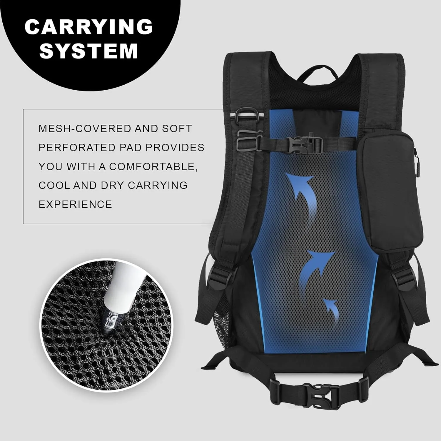 Small Hiking Backpack, 20L Lightweight Travel Backpack with Phone Pocket, Hiking Daypack for Women Men (Black)