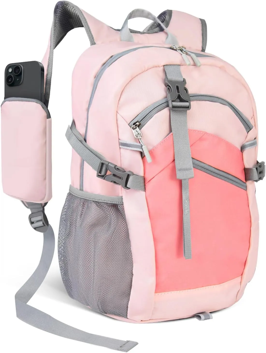 Small Hiking Backpack, 20L Lightweight Travel Backpack with Phone Pocket, Hiking Daypack for Women Men (Pink)