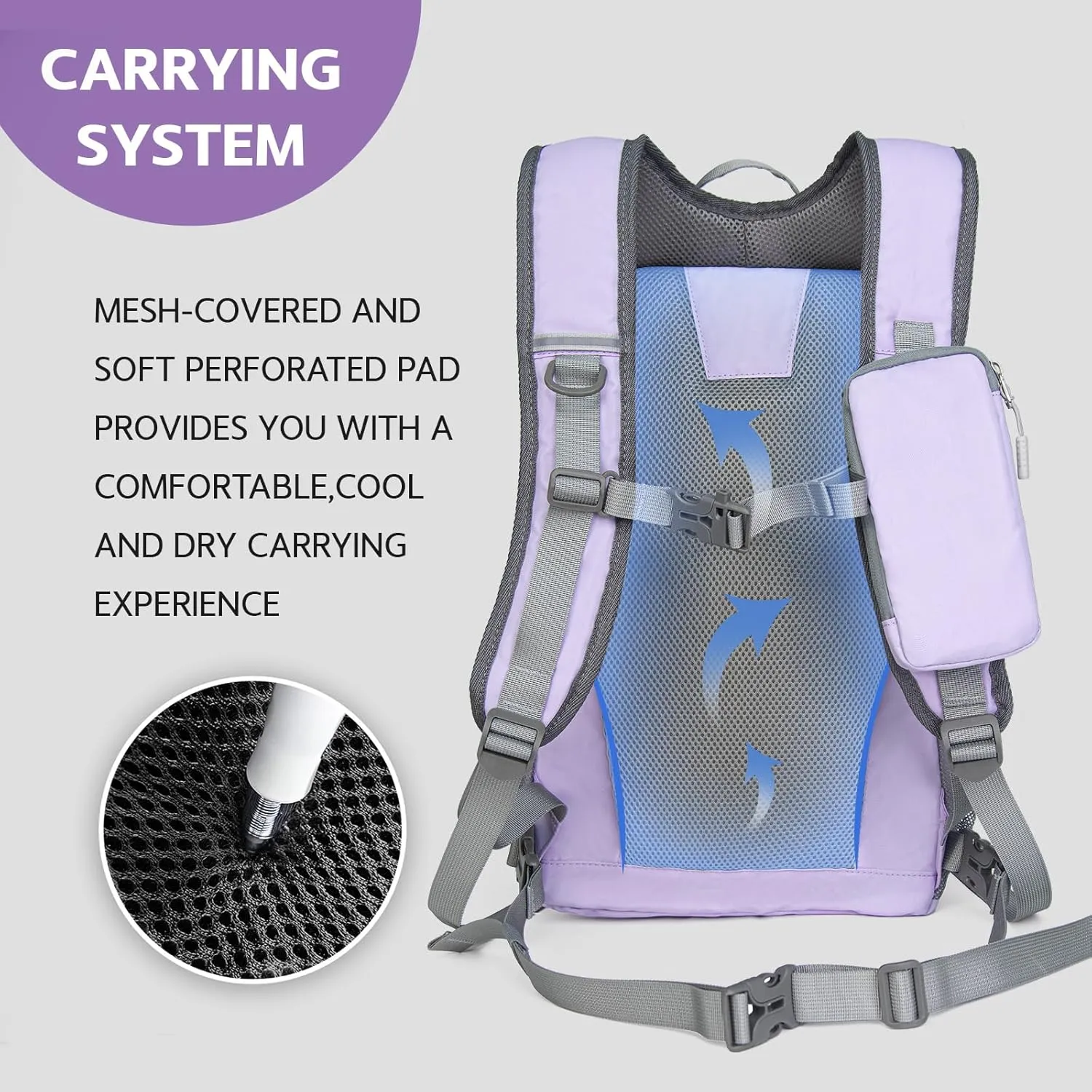 Small Hiking Backpack, 20L Lightweight Travel Backpack with Phone Pocket, Hiking Daypack for Women Men (Purple)
