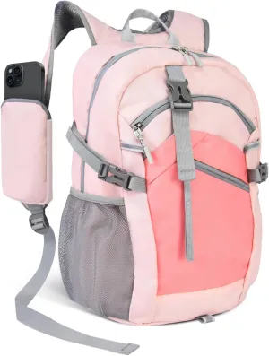 Small Hiking Backpack, 20L Lightweight Travel Backpack with Phone Pocket, Hiking Daypack for Women Men,Pink