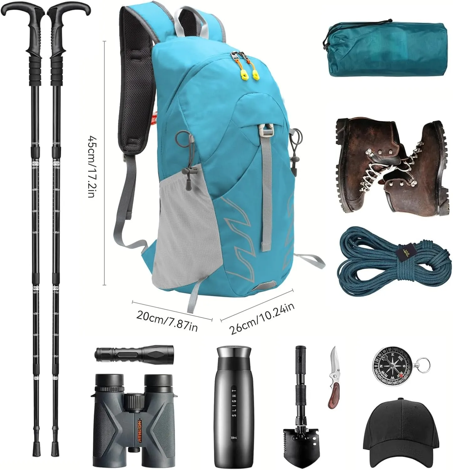 Small Lightweight Hiking Backpack，20L Foldable Hiking Daypack Cycling Hydration Backpack Travel Camping Bag