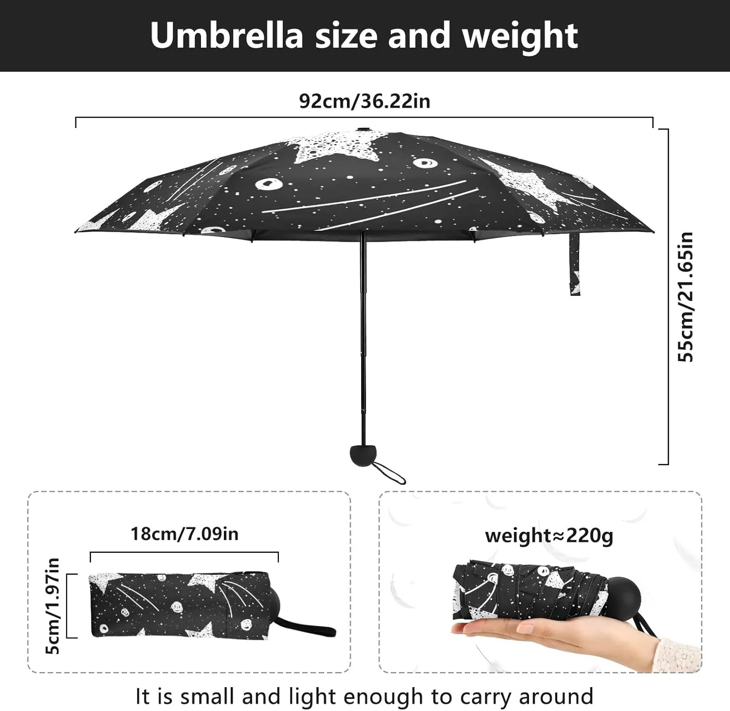 Small Mini Anti-UV Compact Travel Umbrella, 5 Folding Ultra-Light Umbrella, 6 Ribs Pocket Windproof Foldable Vinyl Parasol