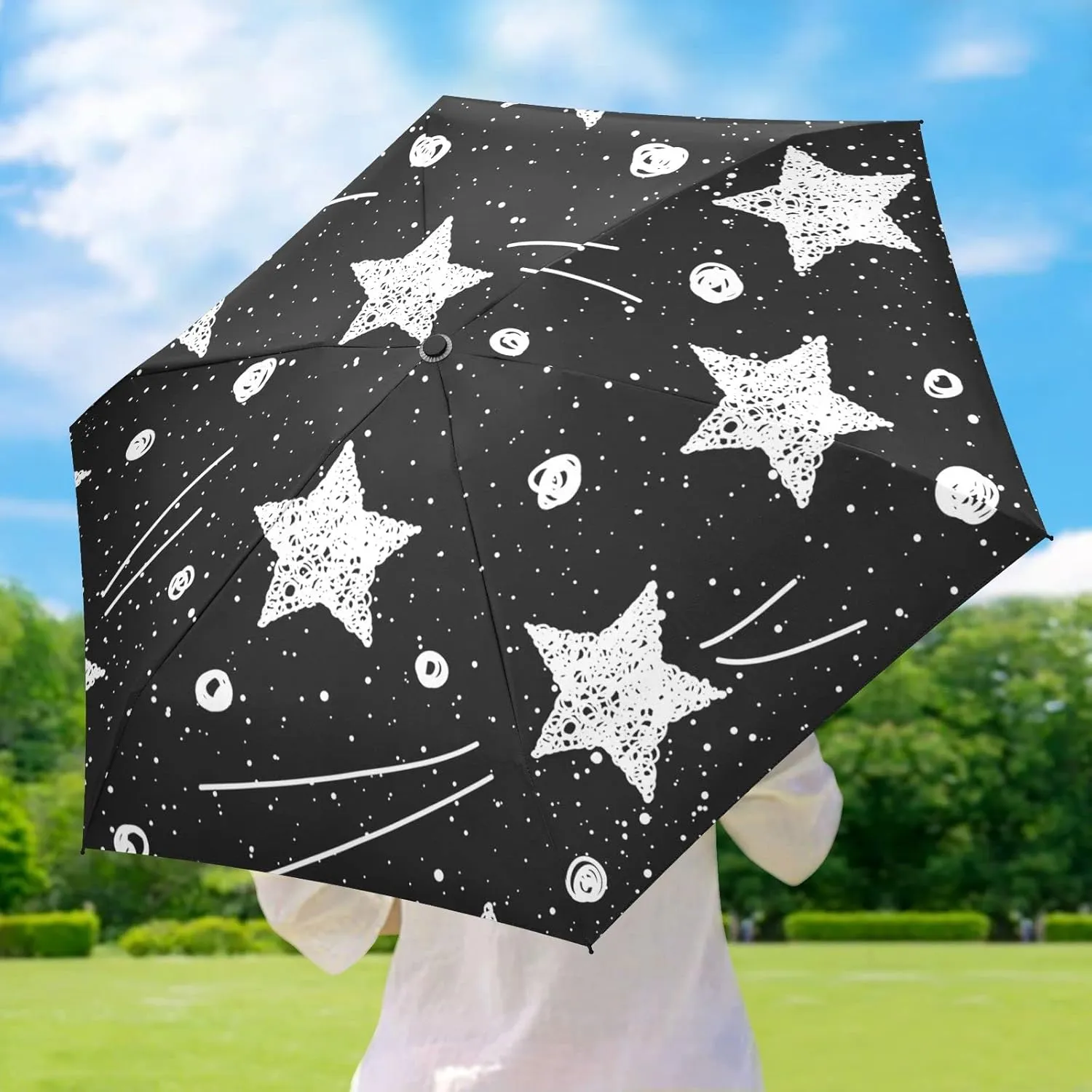 Small Mini Anti-UV Compact Travel Umbrella, 5 Folding Ultra-Light Umbrella, 6 Ribs Pocket Windproof Foldable Vinyl Parasol