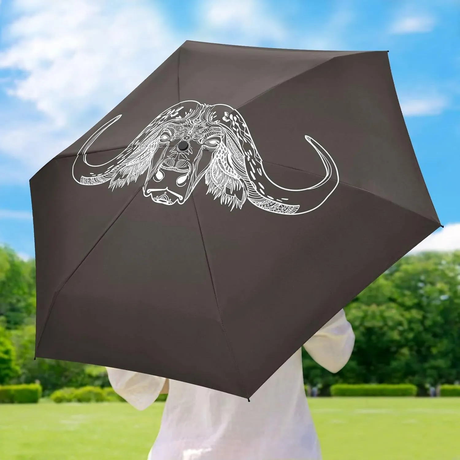 Small Mini Anti-UV Compact Travel Umbrella, 5 Folding Ultra-Light Umbrella, 6 Ribs Pocket Windproof Foldable Vinyl Parasol