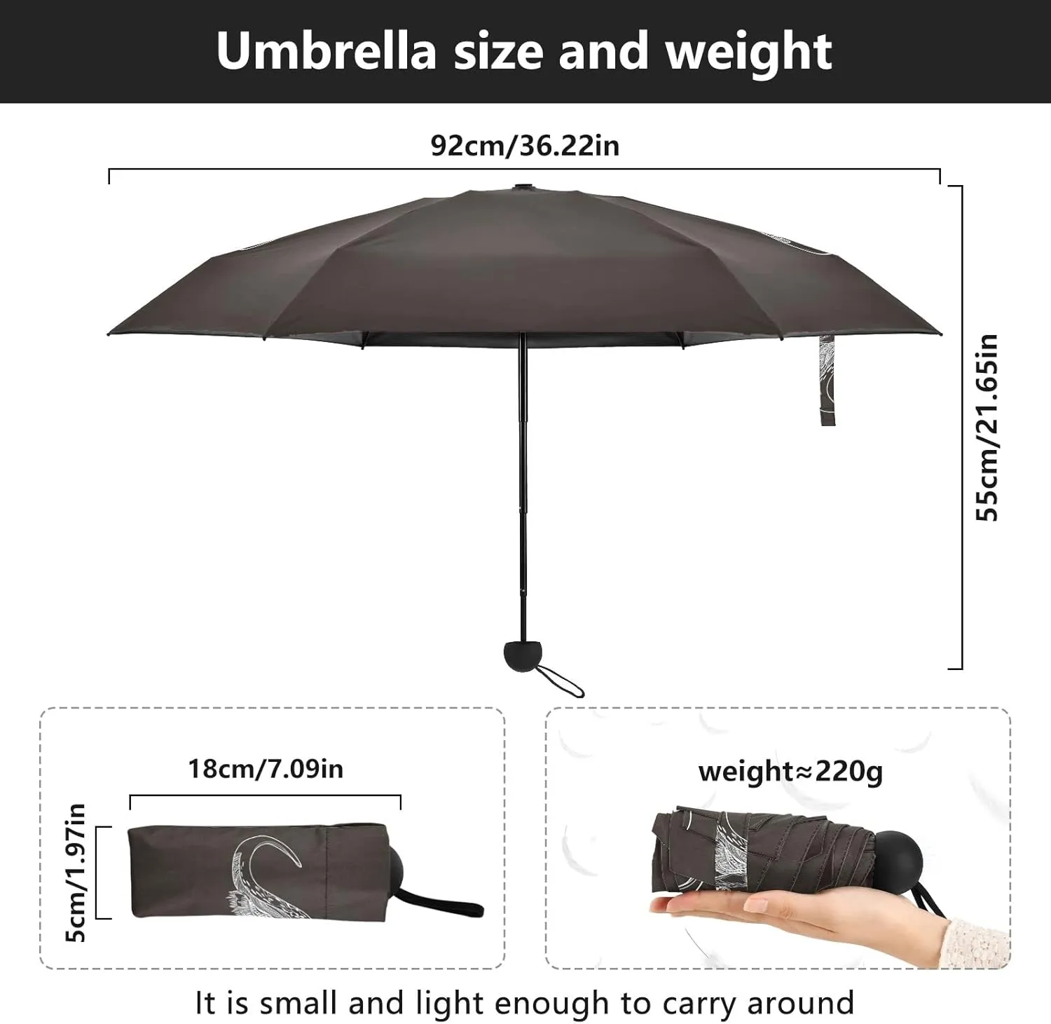 Small Mini Anti-UV Compact Travel Umbrella, 5 Folding Ultra-Light Umbrella, 6 Ribs Pocket Windproof Foldable Vinyl Parasol