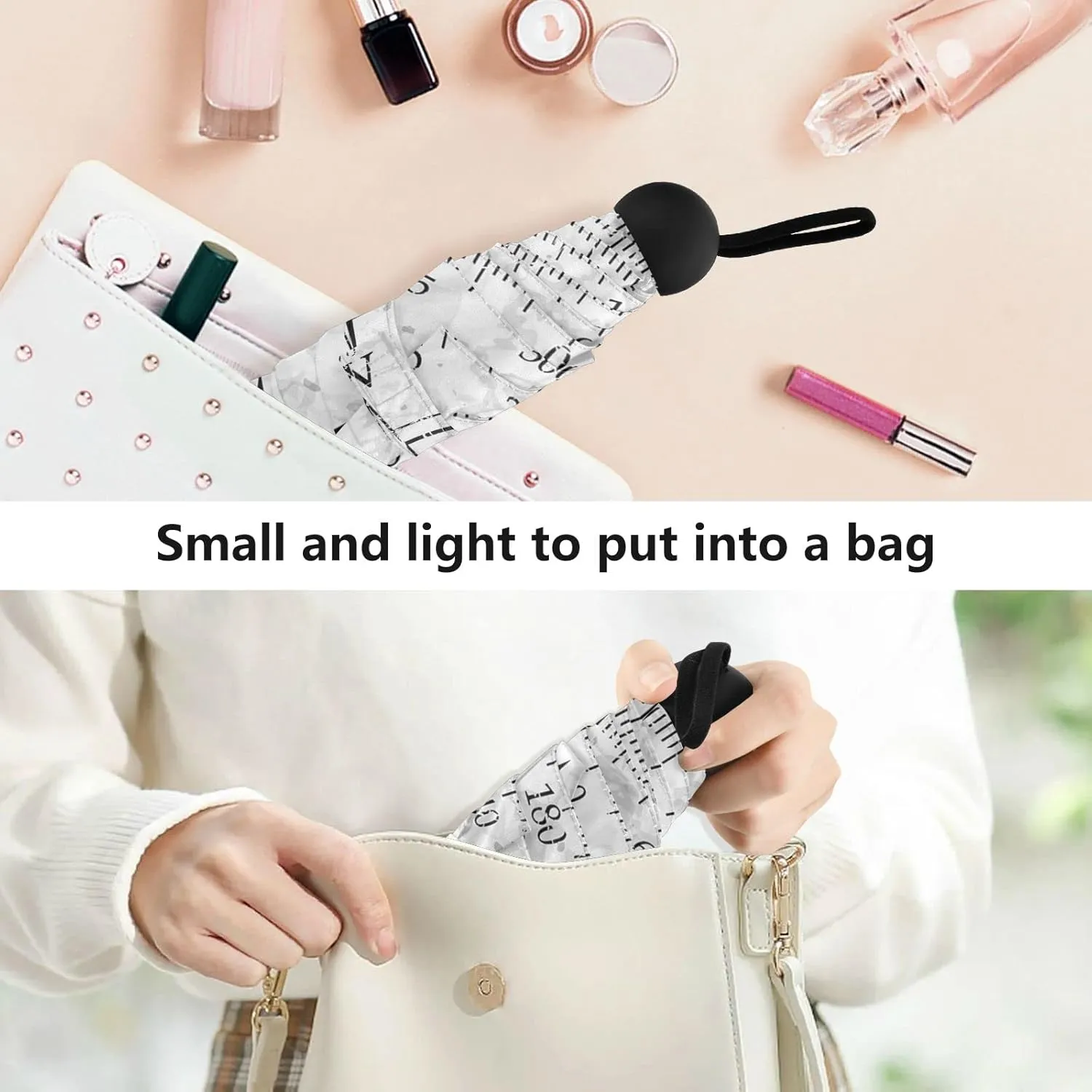Small Mini Anti-UV Compact Travel Umbrella, 5 Folding Ultra-Light Umbrella, 6 Ribs Pocket Windproof Foldable Vinyl Parasol