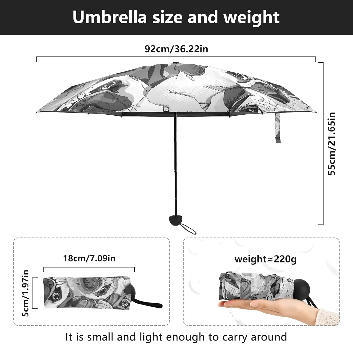 Small Mini Anti-UV Compact Travel Umbrella, 5 Folding Ultra-Light Umbrella, 6 Ribs Pocket Windproof Foldable Vinyl Parasol