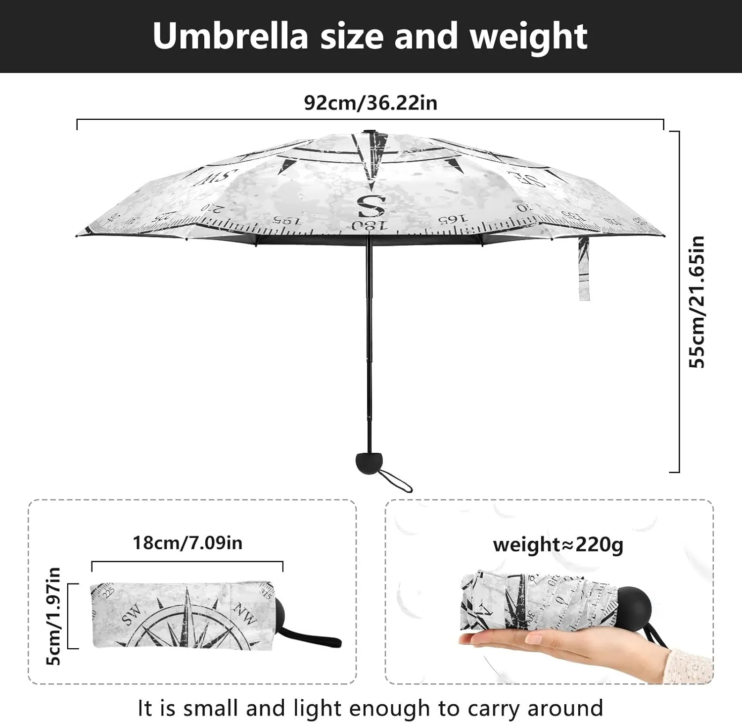 Small Mini Anti-UV Compact Travel Umbrella, 5 Folding Ultra-Light Umbrella, 6 Ribs Pocket Windproof Foldable Vinyl Parasol